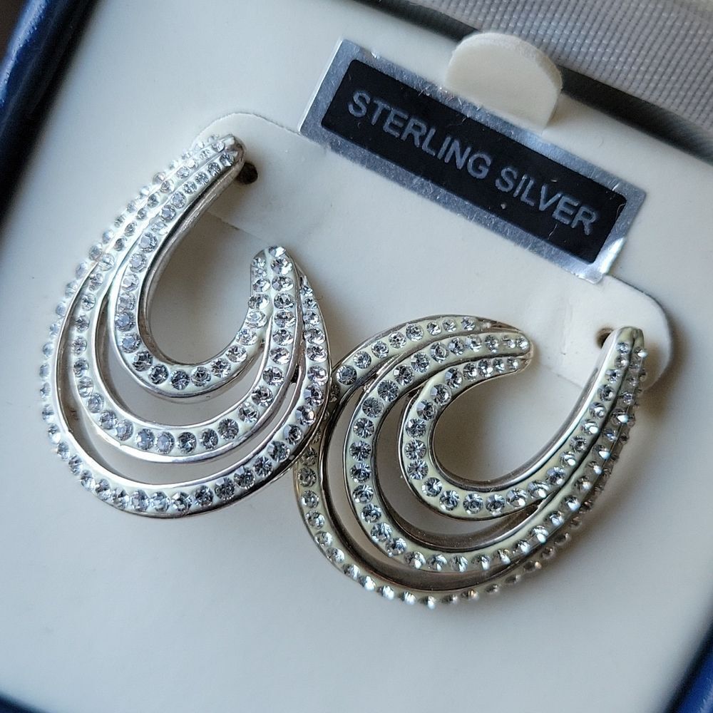 Sterling Silver Lauren Taylor Post Earrings "diamond" chips